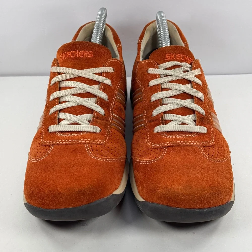 Skechers Somethin Else Vintage Rust Orange Suede Sneakers 35196 Women's 8.5 Y2K